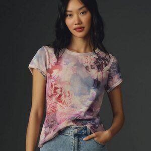 Anthropologie Pilcro Mesh Ringer Tee  purple cotton top NEW NWT 1x